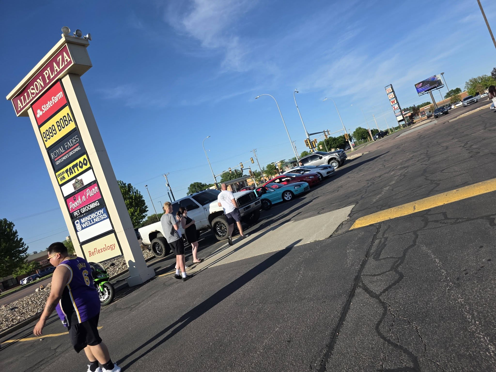 A wide shot of the JBz lot full of cars for the meet